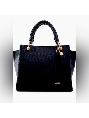 Black ALDO Woven Tote Bag with Gold Accents